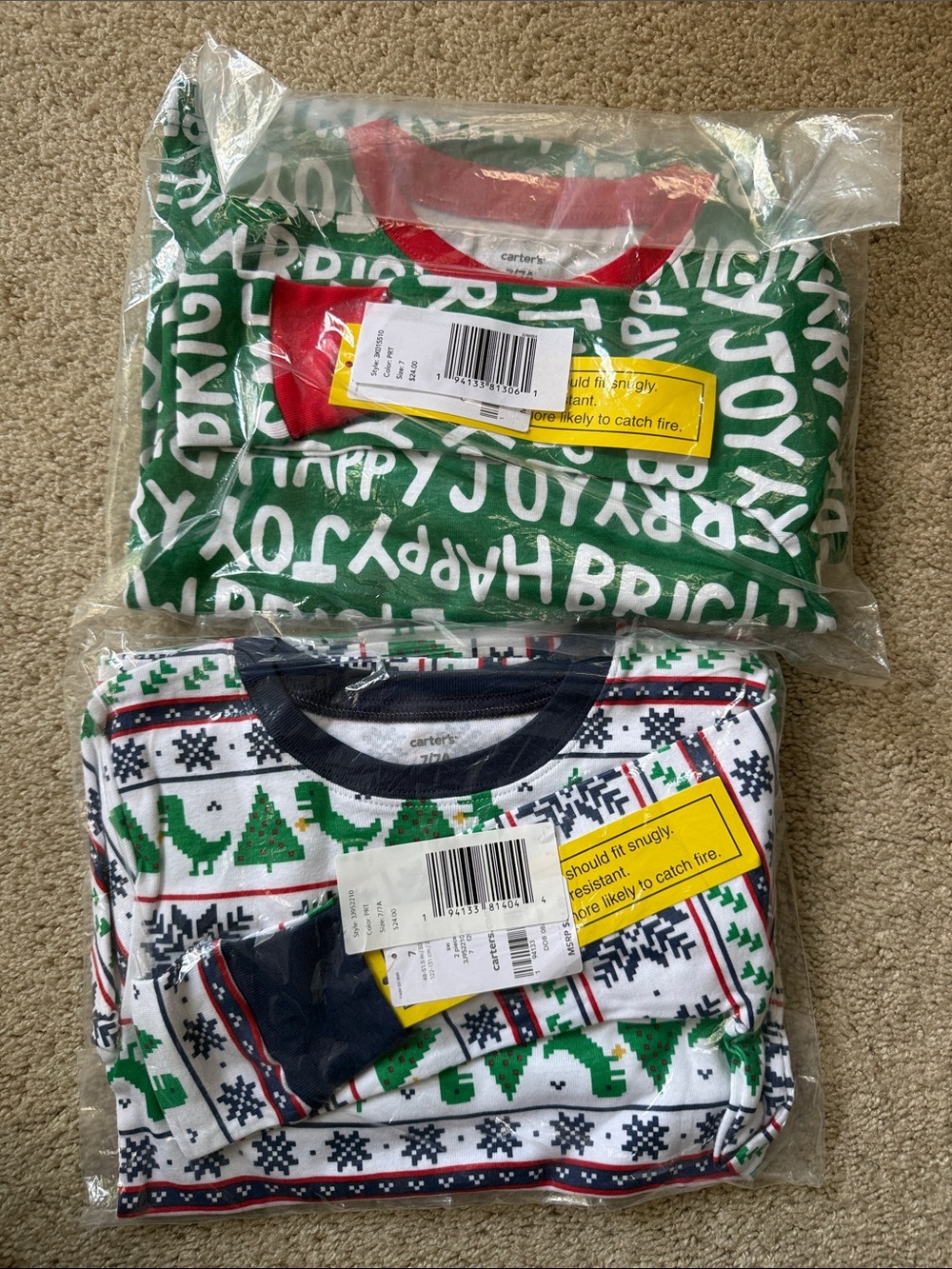 NWT - Carters Pajamas, Size 7